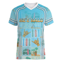 Custom Hawaii Surfing Women V-Neck T-Shirt He'e Nalu
