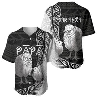 Personalised New Zealand Father's Day Baseball Jersey Papa Kiwi Bird Tribal Pattern DT05 - Polynesian Pride