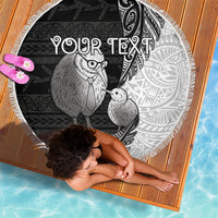 Personalised New Zealand Father's Day Beach Blanket Papa Kiwi Bird Tribal Pattern DT05 - Polynesian Pride