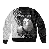 Personalised New Zealand Father's Day Bomber Jacket Papa Kiwi Bird Tribal Pattern DT05 - Polynesian Pride