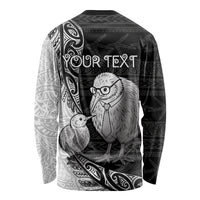 Personalised New Zealand Father's Day Long Sleeve Shirt Papa Kiwi Bird Tribal Pattern DT05 - Polynesian Pride