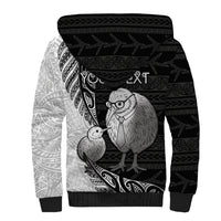 Personalised New Zealand Father's Day Sherpa Hoodie Papa Kiwi Bird Tribal Pattern DT05 - Polynesian Pride