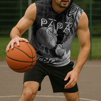 Personalised New Zealand Father's Day Sleeveless Hoodie Papa Kiwi Bird Tribal Pattern DT05 - Polynesian Pride
