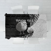 Personalised New Zealand Father's Day Tablecloth Papa Kiwi Bird Tribal Pattern DT05 Black - Polynesian Pride
