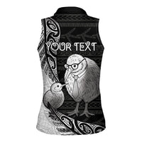 Personalised New Zealand Father's Day Women Sleeveless Polo Shirt Papa Kiwi Bird Tribal Pattern DT05 - Polynesian Pride