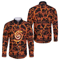 Polynesia Lava Monster Cosplay Family Matching Tank Maxi Dress and Hawaiian Shirt Fiery Glowing Volcano Crack Pattern