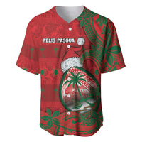 Guam Christmas Baseball Jersey Chamorro Seal Hat Santa Tribal Waves DT05 Red - Polynesian Pride