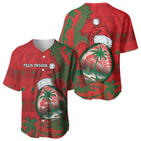 Guam Christmas Baseball Jersey Chamorro Seal Hat Santa Tribal Waves DT05 - Polynesian Pride