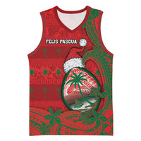 Guam Christmas Basketball Jersey Chamorro Seal Hat Santa Tribal Waves - Polynesian Pride