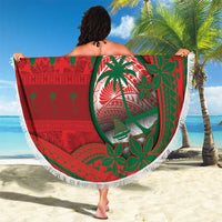 Guam Christmas Beach Blanket Chamorro Seal Hat Santa Tribal Waves - Polynesian Pride
