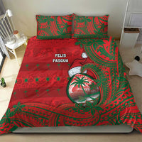 Guam Christmas Bedding Set Chamorro Seal Hat Santa Tribal Waves - Polynesian Pride
