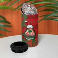 Guam Christmas 4 in 1 Can Cooler Tumbler Chamorro Seal Hat Santa Tribal Waves - Polynesian Pride