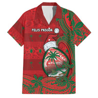 Guam Christmas Family Matching Short Sleeve Bodycon Dress and Hawaiian Shirt Chamorro Seal Hat Santa Tribal Waves - Polynesian Pride