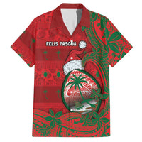 Guam Christmas Hawaiian Shirt Chamorro Seal Hat Santa Tribal Waves DT05 Red - Polynesian Pride