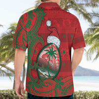 Guam Christmas Hawaiian Shirt Chamorro Seal Hat Santa Tribal Waves - Polynesian Pride