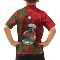Guam Christmas Hawaiian Shirt Chamorro Seal Hat Santa Tribal Waves DT05 - Polynesian Pride