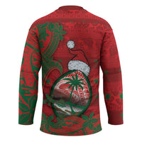 Guam Christmas Hockey Jersey Chamorro Seal Hat Santa Tribal Waves DT05 - Polynesian Pride
