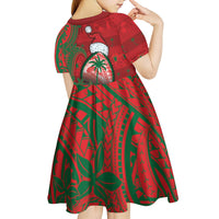 Guam Christmas Kid Short Sleeve Dress Chamorro Seal Hat Santa Tribal Waves DT05 - Polynesian Pride