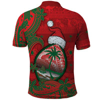 Guam Christmas Polo Shirt Chamorro Seal Hat Santa Tribal Waves DT05 - Polynesian Pride