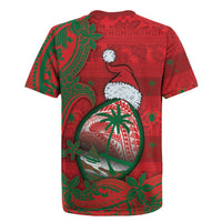 Guam Christmas Rugby Jersey Chamorro Seal Hat Santa Tribal Waves DT05 - Polynesian Pride