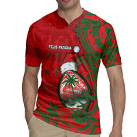 Guam Christmas Rugby Jersey Chamorro Seal Hat Santa Tribal Waves DT05 - Polynesian Pride