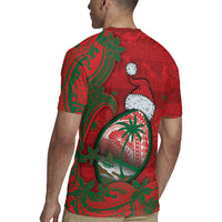 Guam Christmas Rugby Jersey Chamorro Seal Hat Santa Tribal Waves DT05 - Polynesian Pride
