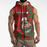 Guam Christmas Sleeveless Zip Hoodie Chamorro Seal Hat Santa Tribal Waves DT05 - Polynesian Pride