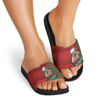 Guam Christmas Slide Sandals Chamorro Seal Hat Santa Tribal Waves DT05 - Polynesian Pride