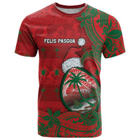 Guam Christmas T Shirt Chamorro Seal Hat Santa Tribal Waves DT05 Red - Polynesian Pride
