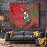 Guam Christmas Tapestry Chamorro Seal Hat Santa Tribal Waves - Polynesian Pride
