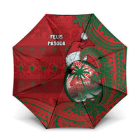 Guam Christmas Umbrella Chamorro Seal Hat Santa Tribal Waves - Polynesian Pride