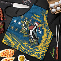 Nauru Christmas Apron Frigatebird Bird Santa Tribal Waves DT05 Deep Blue - Polynesian Pride