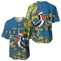 Nauru Christmas Baseball Jersey Frigatebird Bird Santa Tribal Waves DT05 - Polynesian Pride