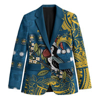 Nauru Christmas Blazer Frigatebird Bird Santa Tribal Waves DT05 Unisex Deep Blue - Polynesian Pride