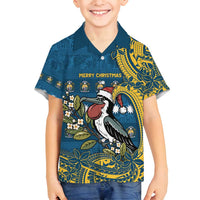 Nauru Christmas Family Matching Puletasi and Hawaiian Shirt Frigatebird Bird Santa Tribal Waves - Polynesian Pride