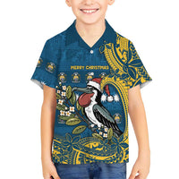 Nauru Christmas Family Matching Puletasi and Hawaiian Shirt Frigatebird Bird Santa Tribal Waves - Polynesian Pride
