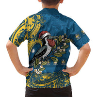 Nauru Christmas Family Matching Tank Maxi Dress and Hawaiian Shirt Frigatebird Bird Santa Tribal Waves - Polynesian Pride