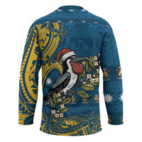Nauru Christmas Hockey Jersey Frigatebird Bird Santa Tribal Waves DT05 - Polynesian Pride