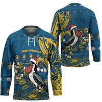 Nauru Christmas Hockey Jersey Frigatebird Bird Santa Tribal Waves DT05 - Polynesian Pride