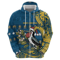 Nauru Christmas Hoodie Frigatebird Bird Santa Tribal Waves - Polynesian Pride