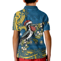 Nauru Christmas Kid Polo Shirt Frigatebird Bird Santa Tribal Waves DT05 - Polynesian Pride