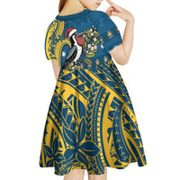Nauru Christmas Kid Short Sleeve Dress Frigatebird Bird Santa Tribal Waves DT05 - Polynesian Pride