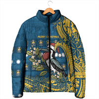 Nauru Christmas Padded Jacket Frigatebird Bird Santa Tribal Waves DT05 - Polynesian Pride
