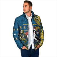 Nauru Christmas Padded Jacket Frigatebird Bird Santa Tribal Waves DT05 - Polynesian Pride