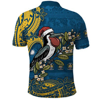 Nauru Christmas Polo Shirt Frigatebird Bird Santa Tribal Waves DT05 - Polynesian Pride