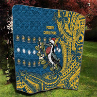 Nauru Christmas Quilt Frigatebird Bird Santa Tribal Waves - Polynesian Pride