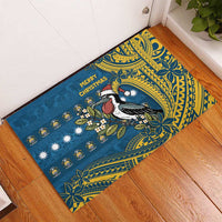 Nauru Christmas Rubber Doormat Frigatebird Bird Santa Tribal Waves - Polynesian Pride