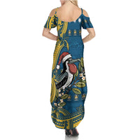 Nauru Christmas Summer Maxi Dress Frigatebird Bird Santa Tribal Waves DT05 - Polynesian Pride