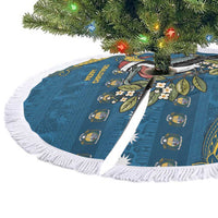 Nauru Christmas Tree Skirt Frigatebird Bird Santa Tribal Waves - Polynesian Pride
