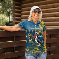Nauru Christmas Women Polo Shirt Frigatebird Bird Santa Tribal Waves - Polynesian Pride